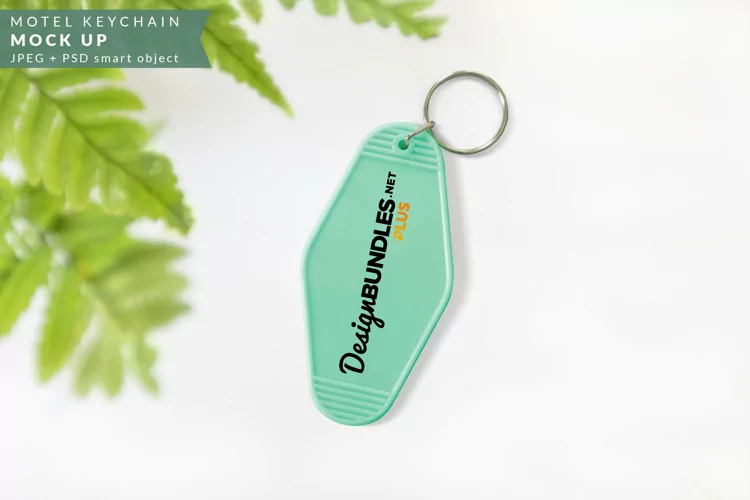 Green Motel Keychain Mock up