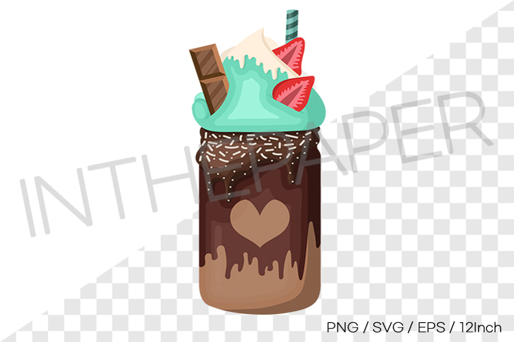 Strawberry mint choco monster milkshake PNG EPS SVG vector example image 1