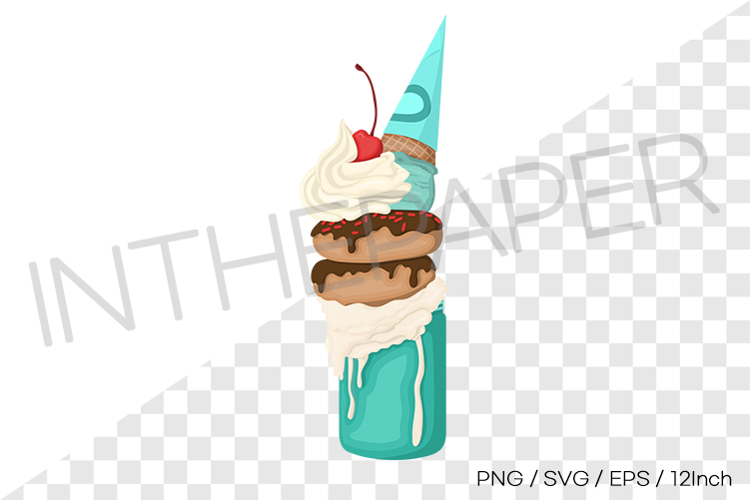 Icecream mint choco monster milkshake PNG EPS SVG vector example image 1