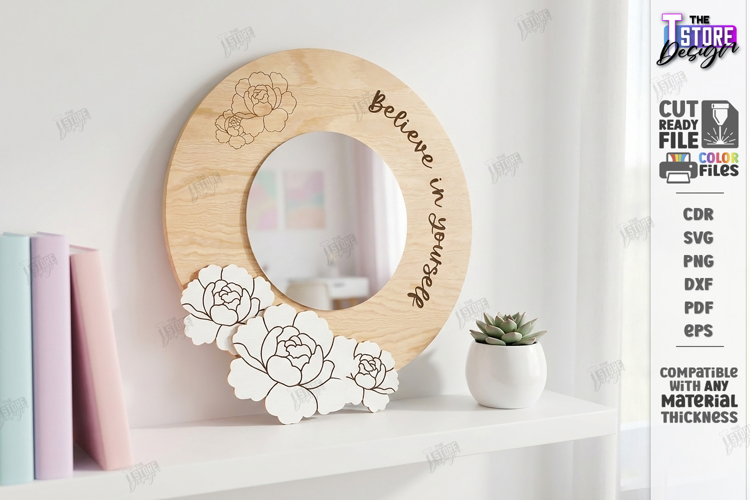 Affirmation Mirror Frame Laser Cut | Kind Quotes SVG | CNC