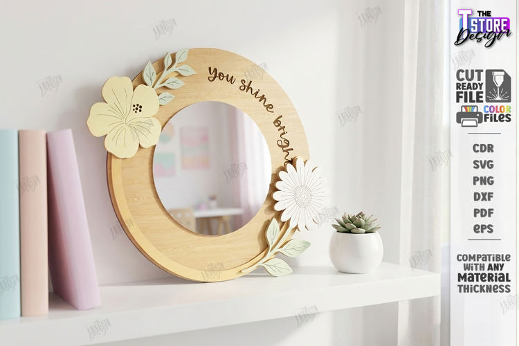 Affirmation Mirror Frame Laser Cut | Kind Quotes SVG | CNC