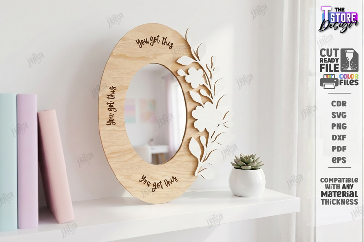 Affirmation Mirror Frame Laser Cut | Kind Quotes SVG | CNC