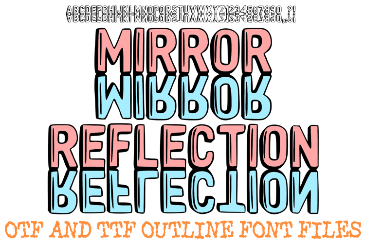 Mirror Reflection Outline Font Typography Lettering ABC