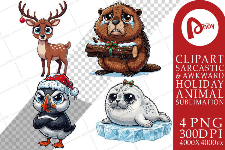 Freezing Winter Animals Sublimation example image 1
