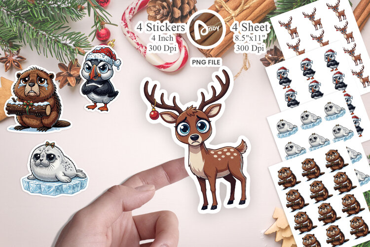 Freezing Winter Animals Sticker example image 1