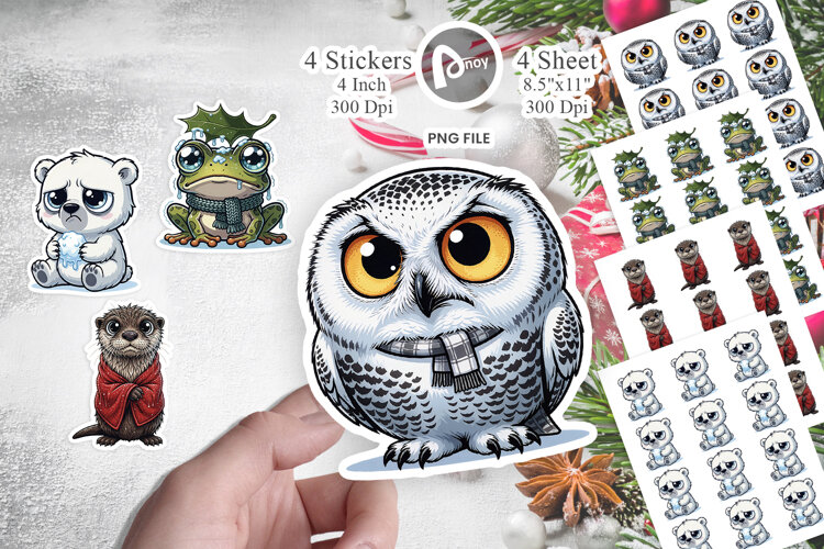 Freezing Winter Animals Sticker example image 1