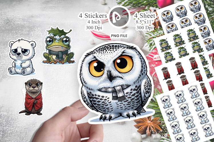 Freezing Winter Animals Sticker