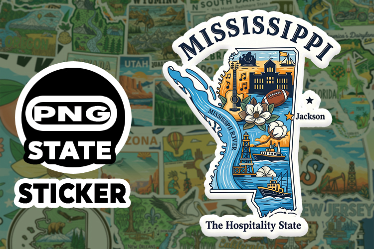 Mississippi Sticker PNG SVG | State Outline Decal File |