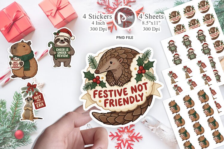 Mistletoe Side-Eye Sarcastic Pets Sticker example image 1