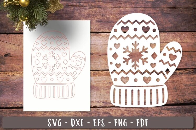 Mitten Christmas SVG Laser Cut Ornament