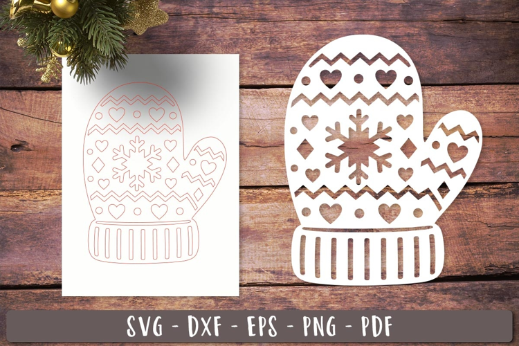Mitten Christmas SVG Laser Cut Ornament
