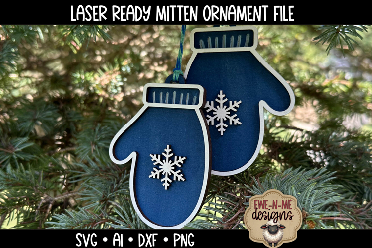 Mittens Ornament Laser Ready SVG | Holiday Winter Laser SVG