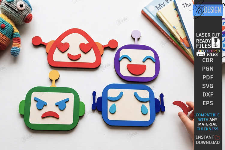 Mix and Match Emotions Puzzle Laser Cut | Kids Laser | Robot