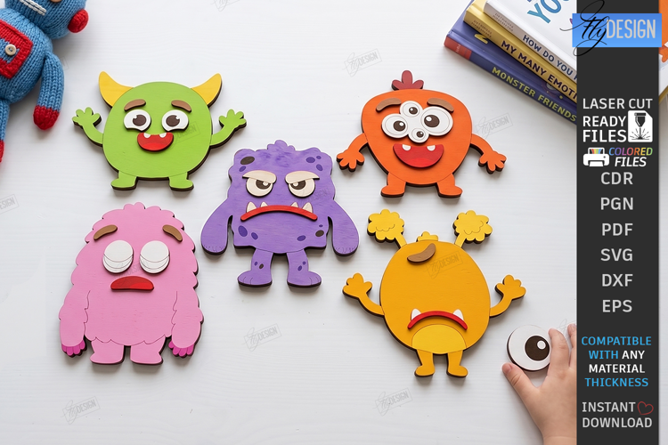Mix and Match Emotions Puzzle Laser | Kids Laser | Monsters