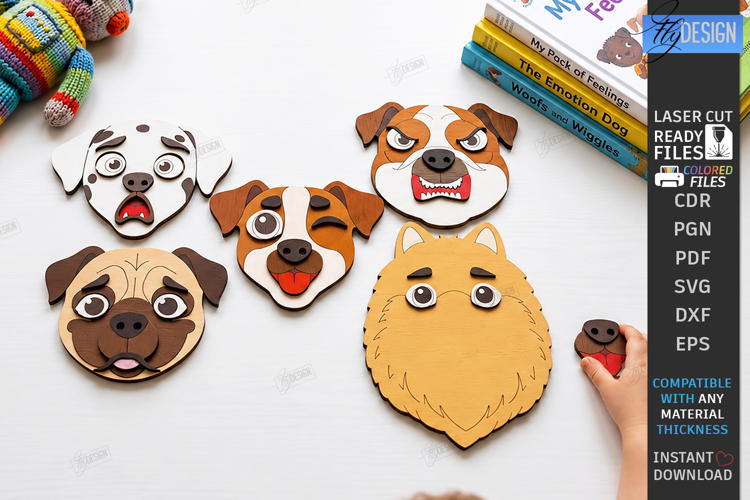 Mix and Match Emotions Puzzle Laser Cut | Kids Laser | Dogs