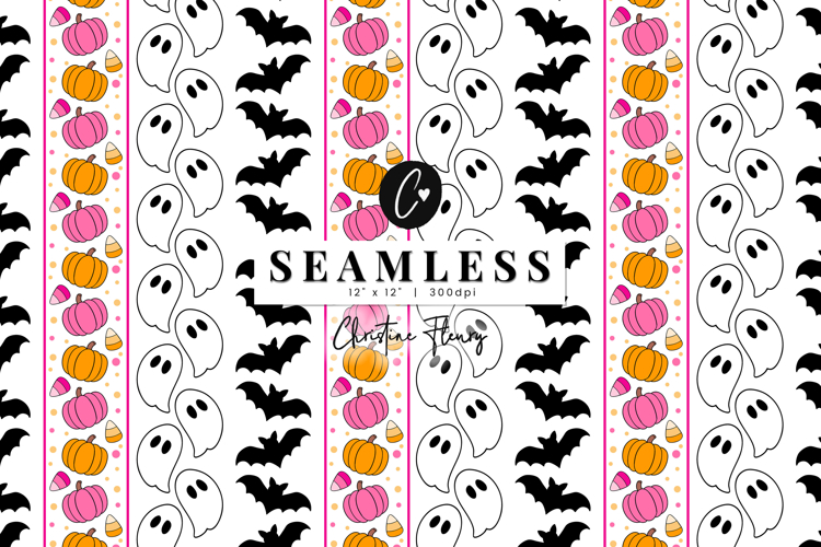 Preppy Cute Halloween Pattern | Cute Halloween Digital Paper