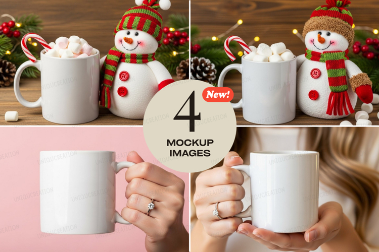 Christmas-themed mug mockup