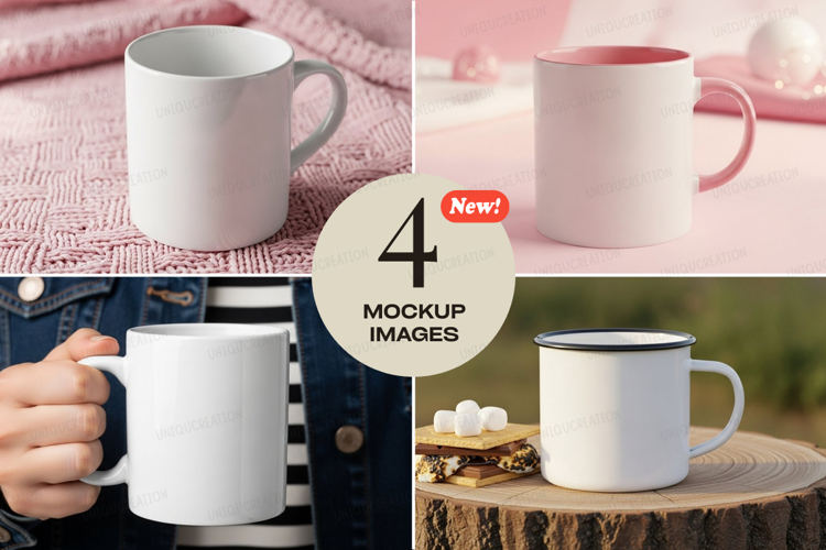 Four mug mockup