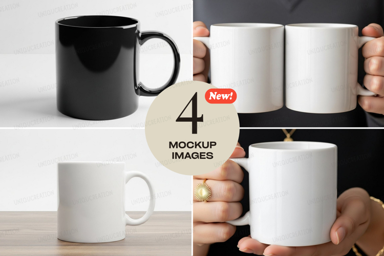 Four mug mockup