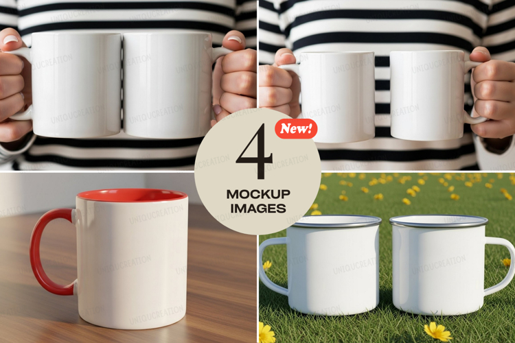 Four mug mockup