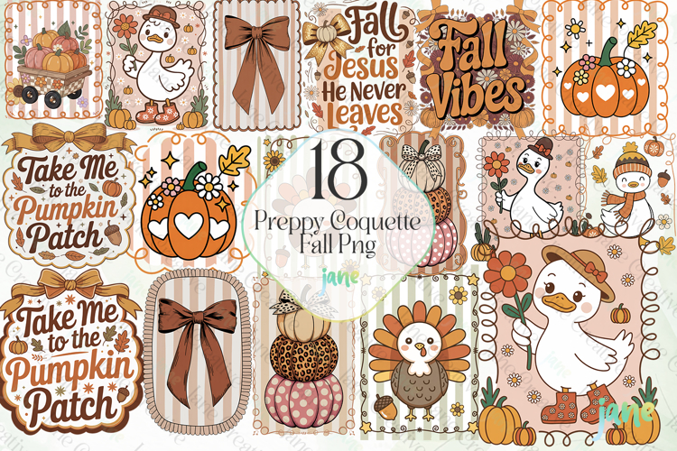 Preppy Coquette Fall Sublimation Clipart