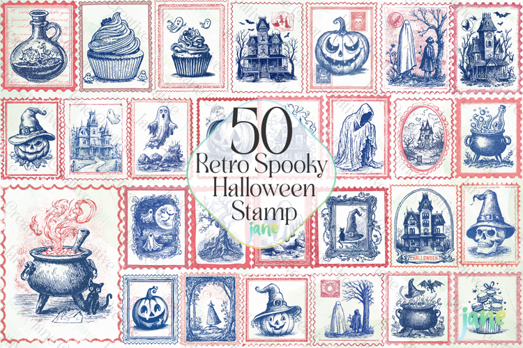 Retro Spooky Halloween Stamp Sublimation