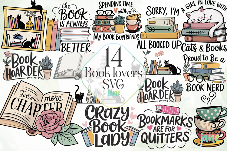 Book lovers SVG PNG Sublimation Bundle