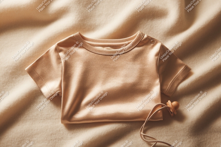 Soft beige baby shirt with pacifier clothing