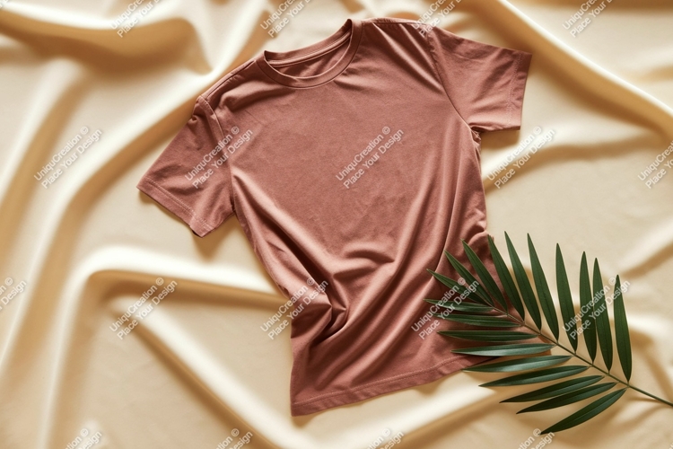 Rose T Shirt With Green Leaf mockup t-shirt