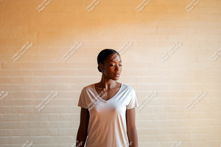 Woman wearing plain t-shirt mockup clothing