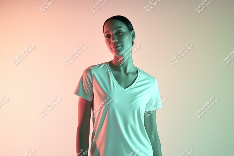 Woman wearing v-neck t-shirt apparel clothing