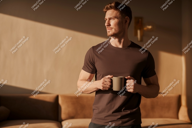 Man holding mug indoors coffee casual