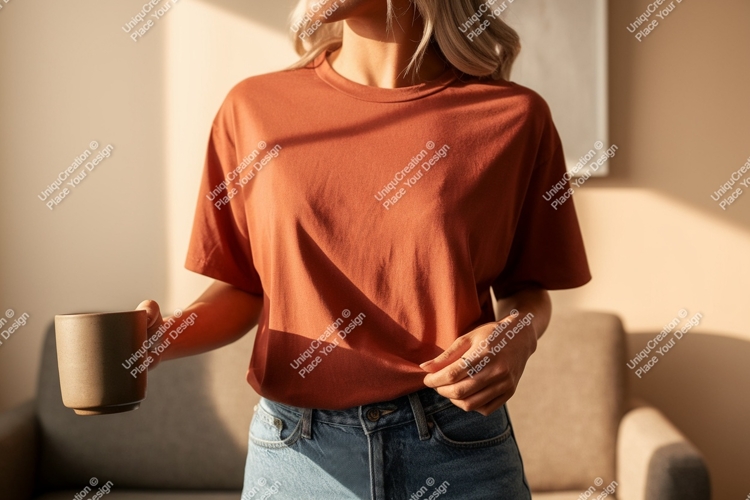 Terracotta T Shirt Casual Comfort Mockup