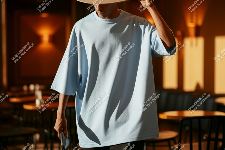 Light blue t shirt mockup apparel