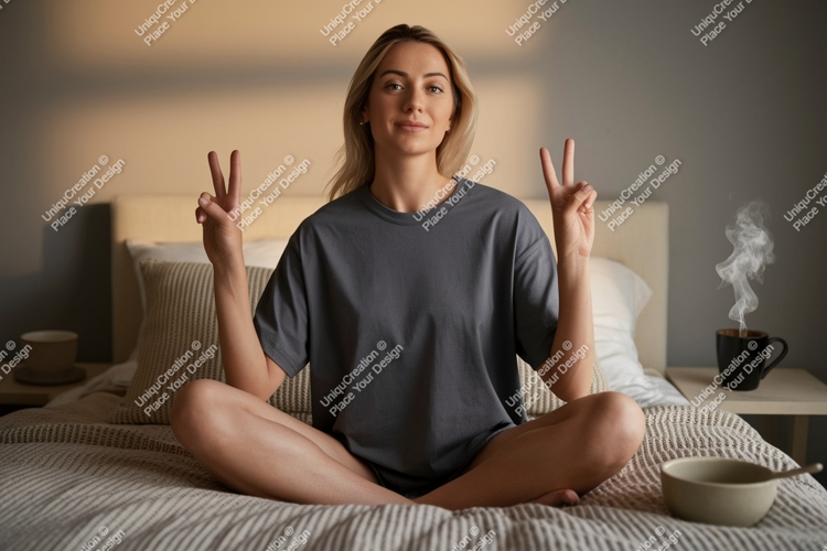 Woman peaceful meditation yoga pose image