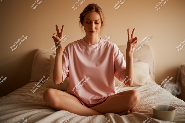 Woman meditating peace gesture meditation yoga