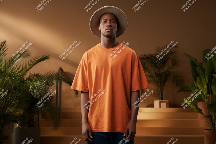 Model T-Shirt Mockup Image 6