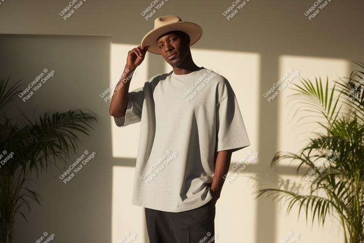 Man wearing hat and t shirt casual