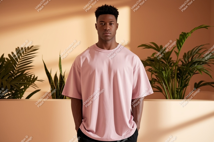 Man wearing pink t shirt mockup image
