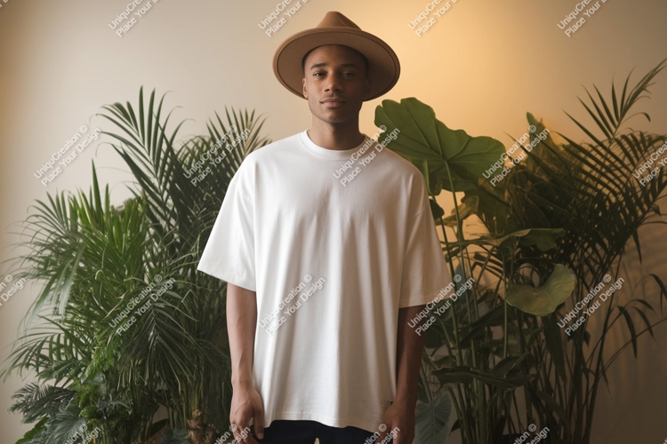 Man wearing white t shirt and hat image