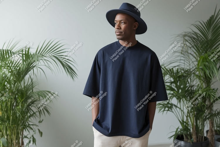 Man wearing dark t shirt and hat image