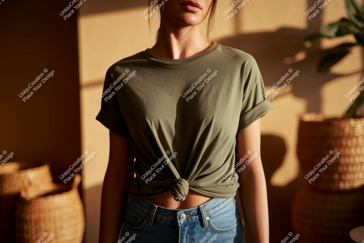 Olive green t shirt mockup image