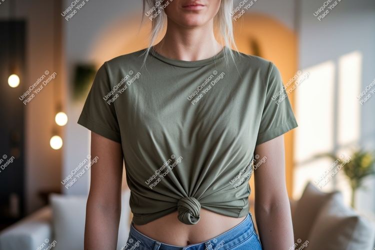Olive green t shirt mockup image