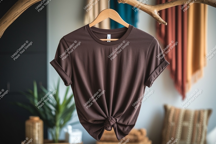 Brown T Shirt Mockup With Knot TShirt