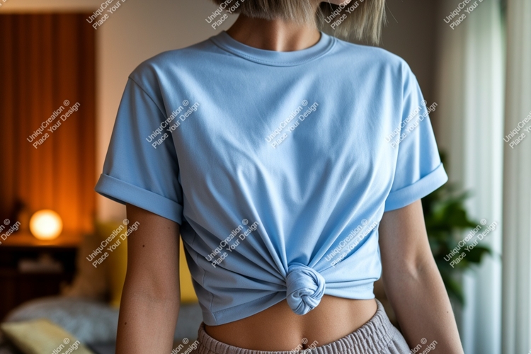 Light blue t shirt knot casual