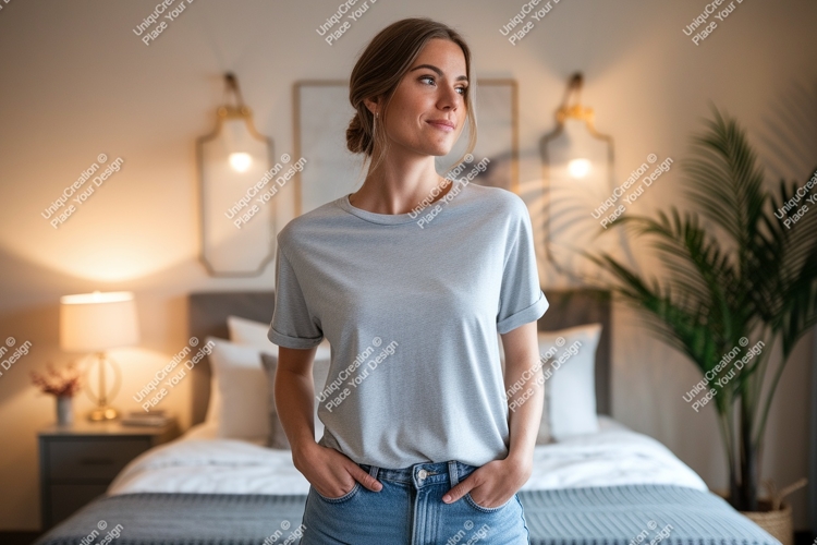 Young woman in casual wear clothing t-shirt