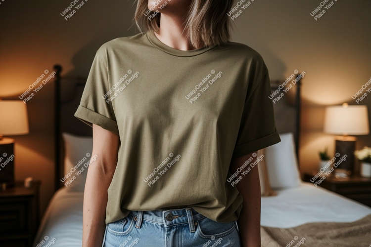 Olive green t shirt mockup image