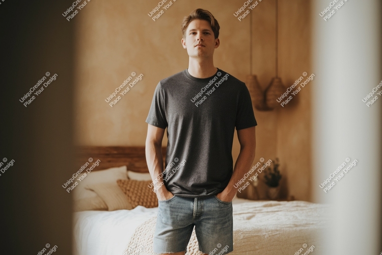 Young Man Casual Style Mockup t-shirt