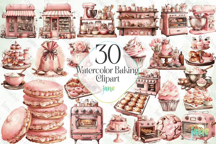 Watercolor Baking Clipart Sublimation