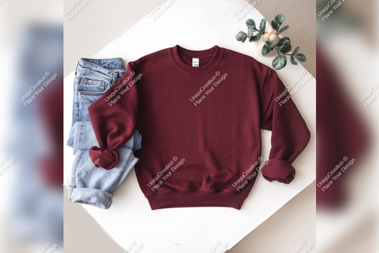 Maroon Sweatshirt Apparel Flatlay Tshirt Mockup